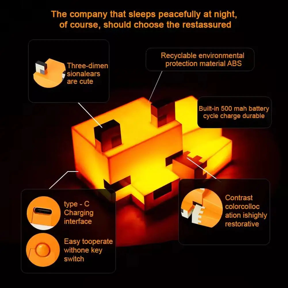 Cute Fox Night Light Soft Orange Glow